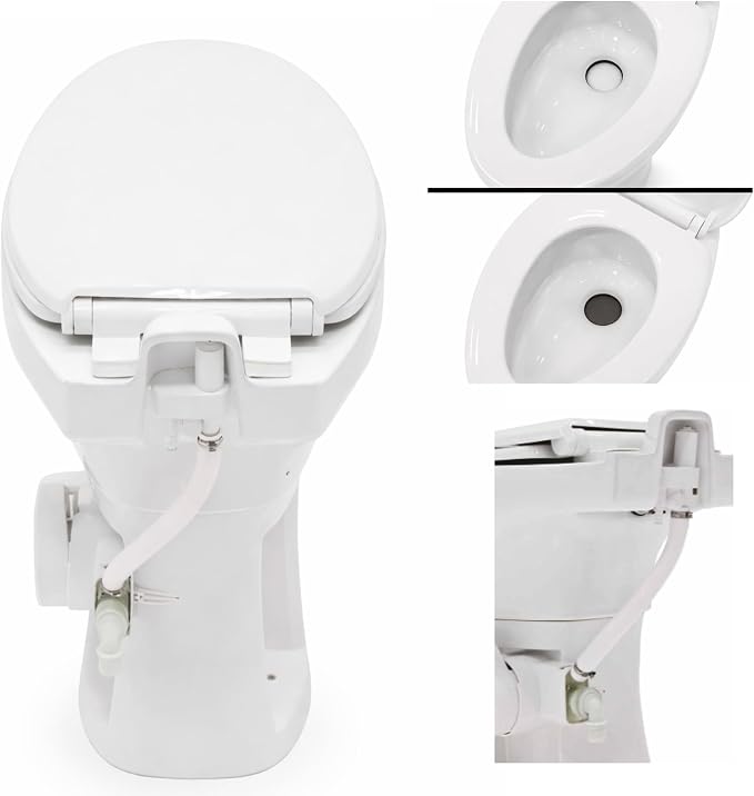SEAFLO Porcelain RV Toilet with Elongated Bowl, 19” Residential Height, Gravity Flush, Foot Pedal Flush, Soft Close Seat, Easy Install, Camper Toilet, 4-Year Warranty, SFRTCH-02-01