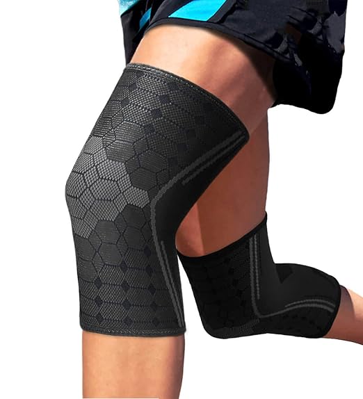 Sparthos Knee Compression Sleeves (Pair) - Support Sports, Running, Joint Pain Relief - Knee Brace Men Women - Knee Sprains Strains Arthritis Ligament Injury Recovery (Black-S)