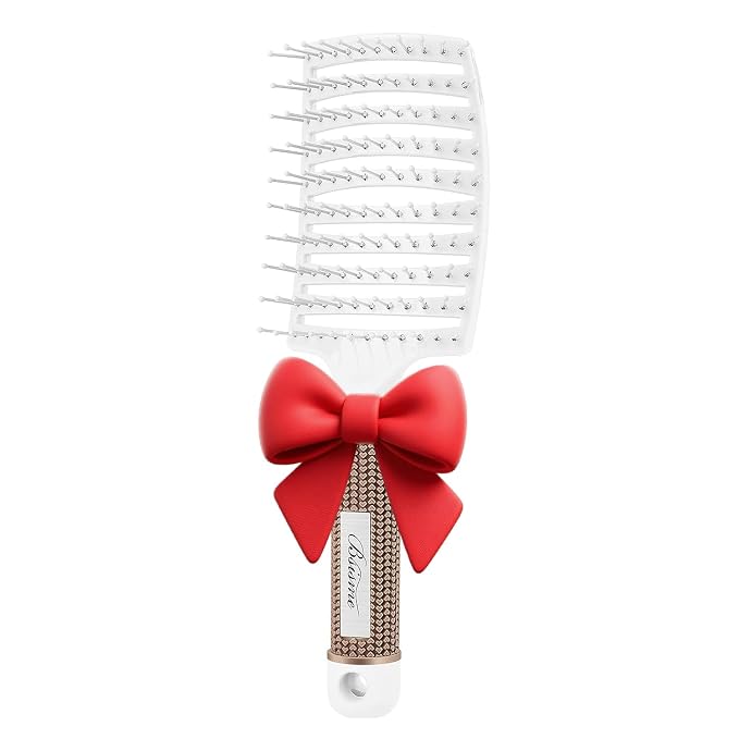 Bsisme Hair Brush, Vented Curved Styling Brush for Faster Blow Drying, Professional Detangling Brush for Women and Men, White | Professional Detangling Brush for Women, Men & Kids, Paddle Detangler Brush for Wet Dry Curly Thick Straight Hair