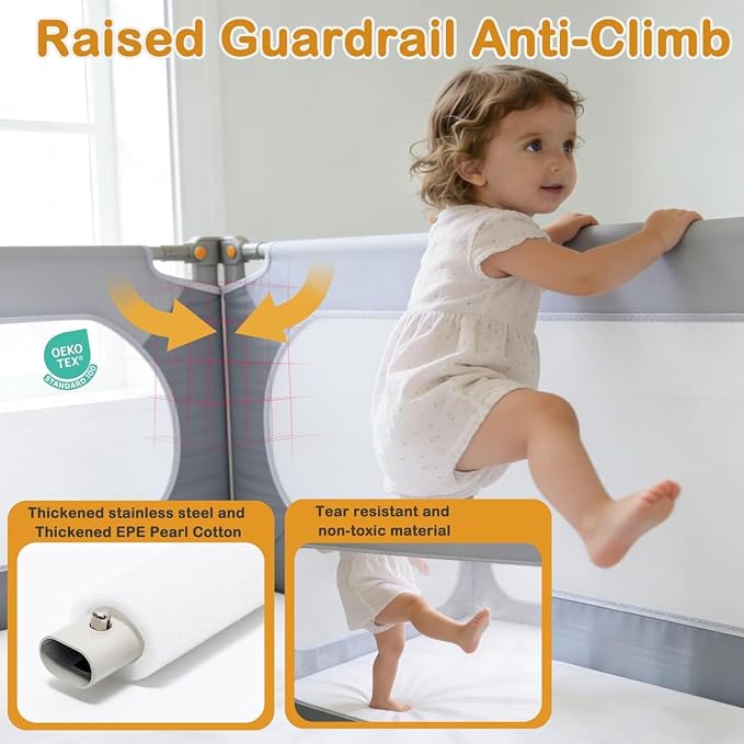 Bed Rail for Toddlers King Mattress Size Swing Down Side Rail Guard Rail for Kids