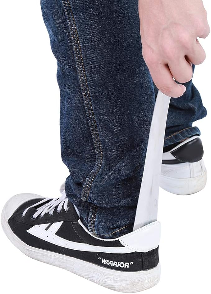 Stainless Steel Shoe Horn 11.8in Long Handle Shoe Helper for Seniors Pregnant Women Kids Heat Shoehorn for Easy Shoeing Easy to Use for Large Medium Small Feet Travel Storage Reversible Shoehorn