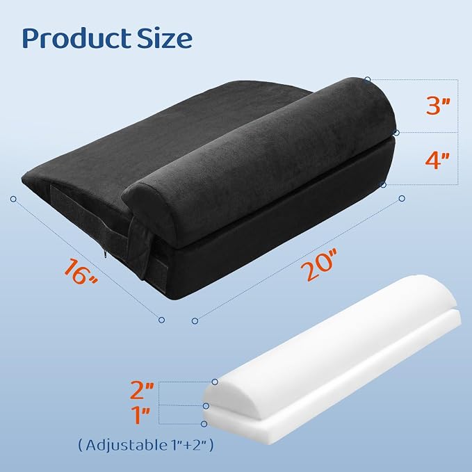 Recliner Foot Rest Cushion with Removable Semi-Cylinder | Customize Support For Every Body Part, Adjustable Recliner Leg Pillow for Recliner&Sofa, 2 Reinforced Strap for No Slip,Black