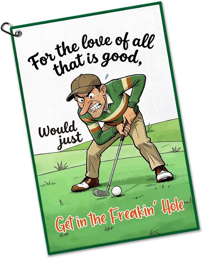 for The Love of All that is Good Golf Towel with Clip, Funny Golf Bag Accessories for Men, Golfing Accessories for Men, Father's Day Retirement Gifts for Golfer, Golfing Towel for Dad Grandpa