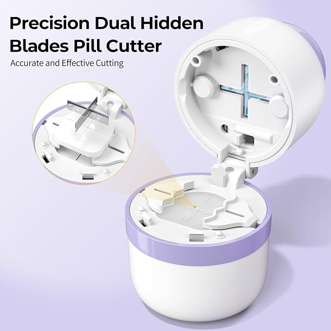 Daviky Pill Cutter 1/4, Adjustable Pill Cutter Splitter for Small and Tiny Pills with Accurate Alignment, Dual Safety Blades, Tablet Cutter for Small or Large Pills, Vitamins, Medication