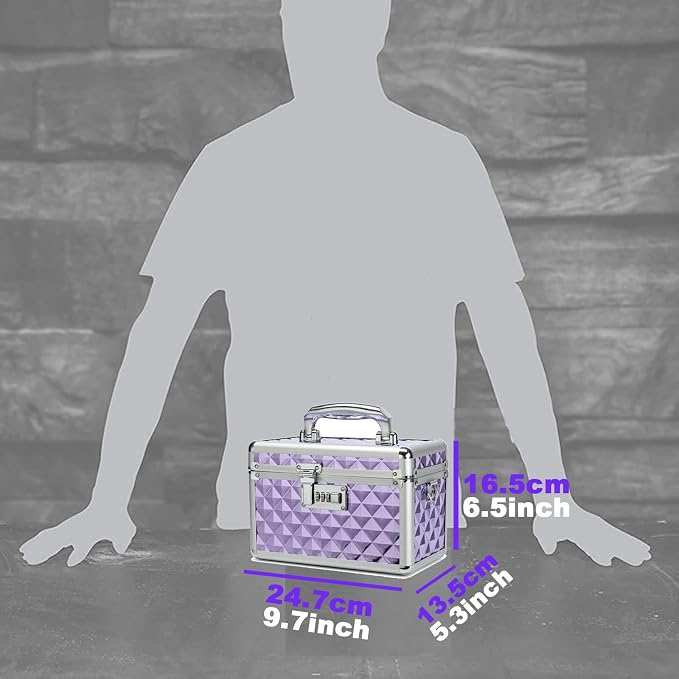 Storage Lock Box with Combination Lock, Lockable Medicine Storage Box, Empty First Aid Box, Security Lock Box, Multipurpose Locking Box for Home and Outdoor Use (Purple, Small)