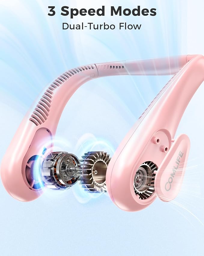 Portable Bladeless Neck Fan, Anniversary Birthday Gifts for Women Girls, Self Care Gifts for Mom with Hot Flash Cooling, Wearable Rechargeable Fan for Camping Travel Beach Golf Cruise Essentials 2026