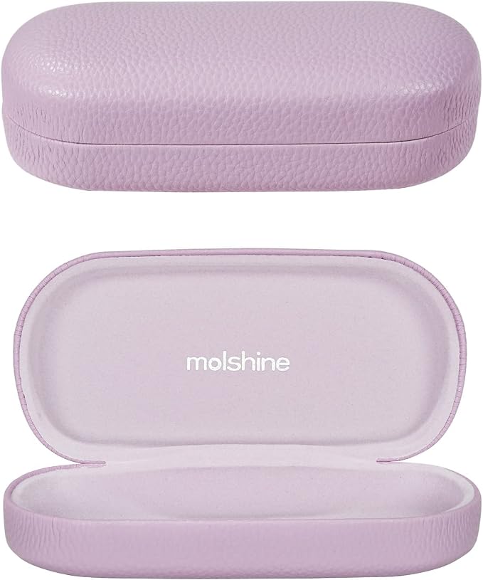 molshine Hard Shell Leather Sunglasses Case,Classic Large Glasses Case for Women Men,Sunglass Eyeglasses