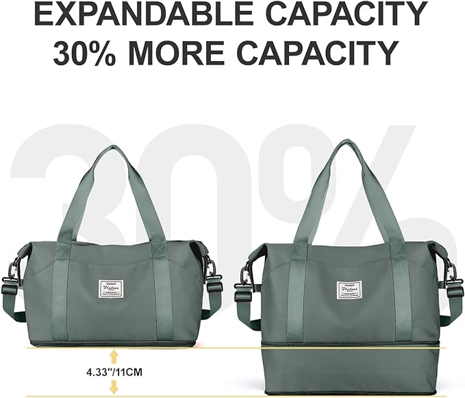 Travel Duffel Bag, Sports Tote Gym Bag, Shoulder Weekender Overnight Bag for Women