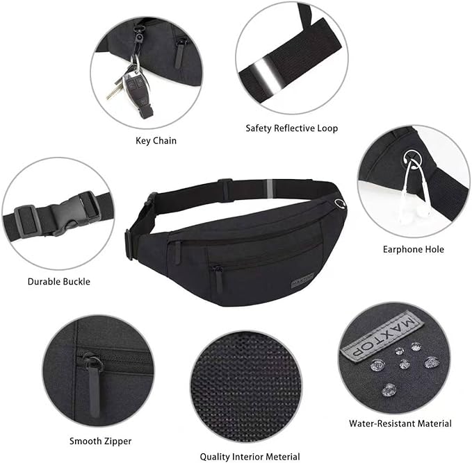 Large Crossbody Fanny Pack for Women Men Shoulder Sling Bag Fit All Phones | 4-Zipper Pockets,Key Chain,Hands-Free,Ideal for Sports Festival Workout Traveling Running Casual