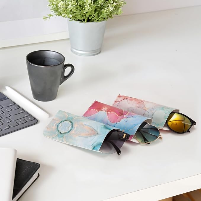 TRIUMPH VISION Reading Glasses Pouch Eyeglass Sleeve Soft Case Slim 3 Pack | Alternative to Bulky Case Lightweight，Neoprene Lined Padded Protect Optical lens Slip in, Cute Pattern Portable for Daily Use