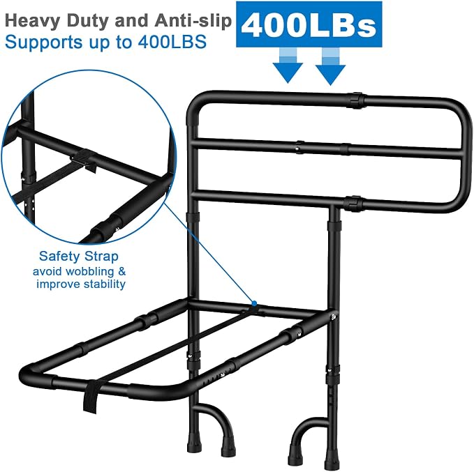 KingPavonini Bed Rails for Elderly Adults Safety ASTM Compliant, 2026 Upgraded Railings for Seniors with 9-Level Adjustable Handles, Stable Bed Cane Hold up to 400 lbs, Storage Bag & Tool-Free