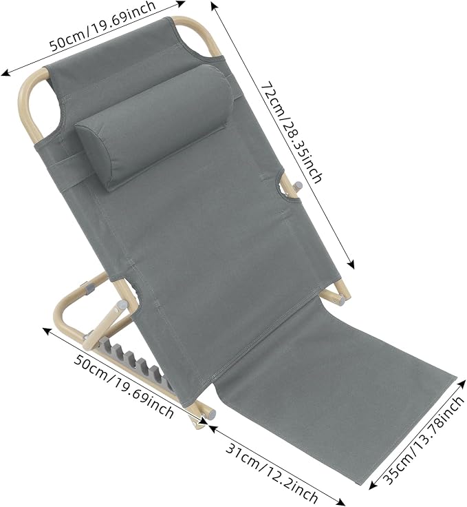 Adjustable Lifting Bed Backrest with Headrest, 7-Position Bed Chair for Sitting Up - 330 lbs Capacity, Portable Folding Back Rest Support for Elderly, Patient, Reading