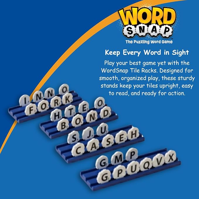 Tile Racks for Word Strategy Game, Set of 4 Plastic Stand Holders for Word Puzzle Tiles