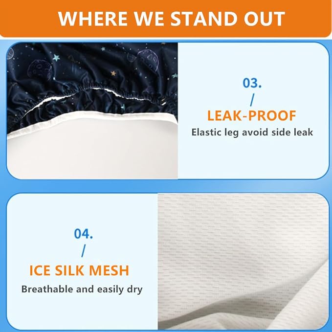 WEEOATAR Unisex Reusable Adult Cloth Diaper,Washable Swim Nappies,Adjustable Incontinence Pocket Diaper with Snaps,Underwear for Seniors,Disability,Postpartum(Stars,XL)