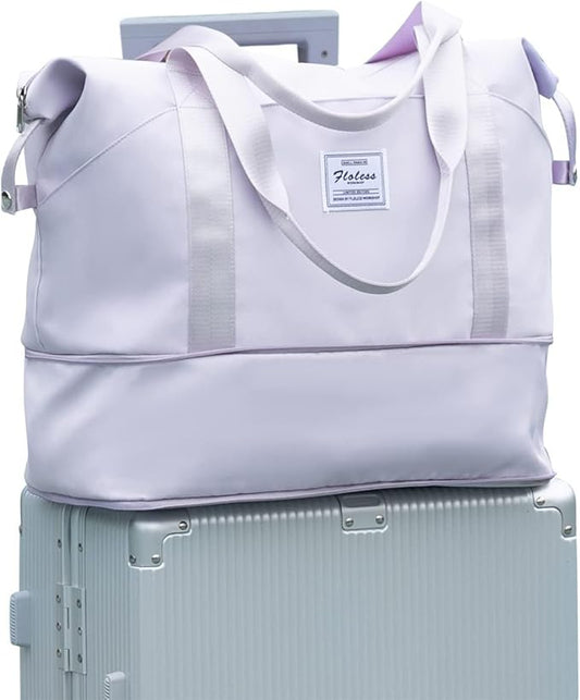 Travel Duffel Bag, Sports Tote Gym Bag, Shoulder Weekender Overnight Bag for Women