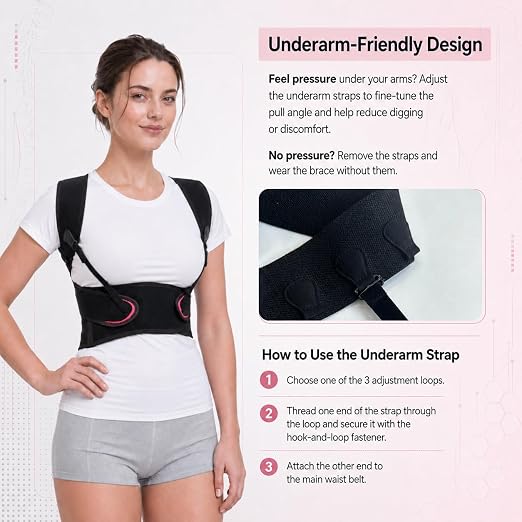 Posture Corrector for Women and Men, Breathable Upper Back Brace Posture Reminder, Adjustable Back Straightener with Underarm Comfort Straps, Shoulder Support Brace for Active Daily Wear
