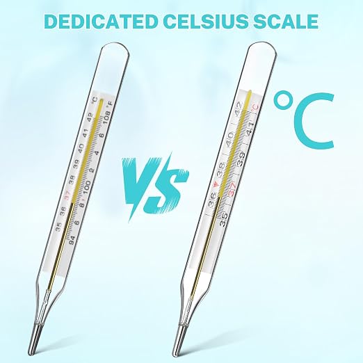 MAGICLULU 2Pc Glass Oral Temperature Adult Free Clinic Armpit Fast Reading Fever Indicator (℃ Large)