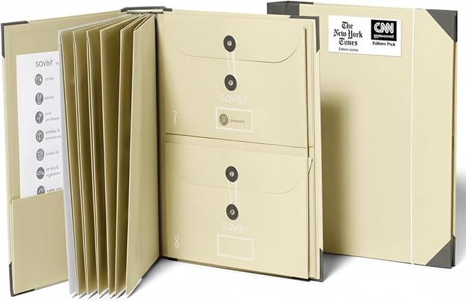 The Folio® Important Document Organizer by Savor | Binder with Guided Labels, Acid-Free File Folder Organizer with 10 Pockets, Document Holder for Home Records, Legal and Medical Papers (Slate)