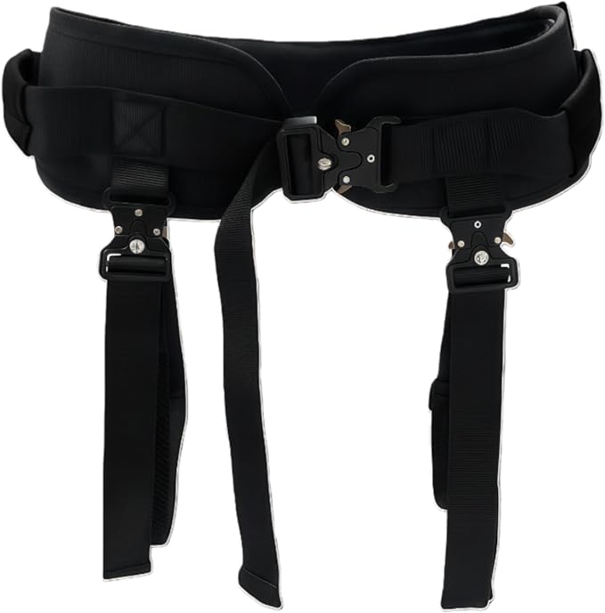 Upgraded Gait Belt with Metal Buckle, Transfer Belt with Handles and Leg Straps, Lift Belt for Seniors, Walking Support, Mobility and Elderly Assistance (Black, Medium)