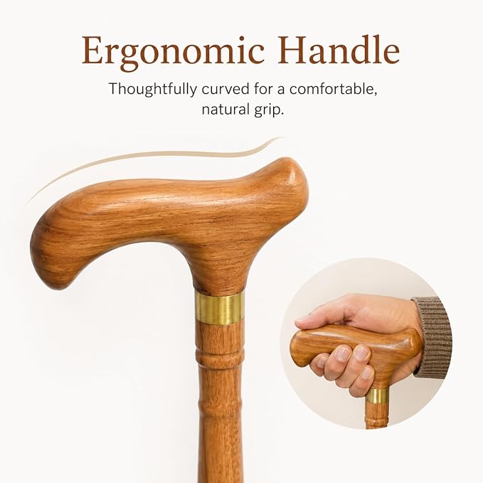 Wooden Walking Canes for Men and Women, Natural Rosewood Walking Sticks for Senior Support, Up to 500 Lbs Walking Stick, Heavy-Duty Walking Cane for Men, Suitable for Gift