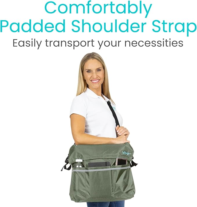Vive XL Wheelchair Accessories Bag - Waterproof, Scratch-Resistant, Double-Stitched, Machine Washable for Adults, Seniors, 15 Colors - Storage Walker Backpack to Hang on Back of Wheel Chair