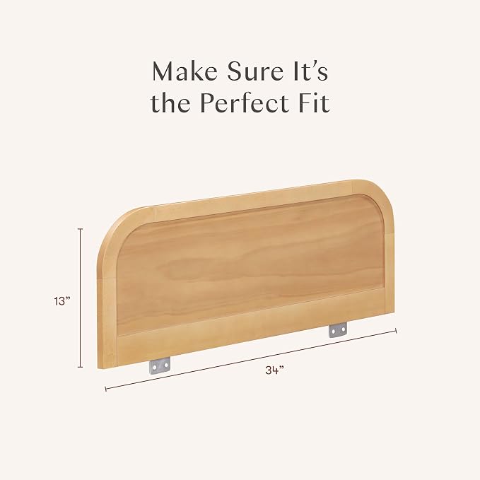 Babyletto Twin/Full Bed Guardrail for Single-Side Use - Removable, Wooden Bed Rail for Toddlers - GREENGUARD Gold Certified Baby Bedside Rail Guard for Safe Sleep - Tools Free Setup - Honey