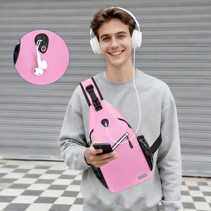 MOSISO Small Sling Bag for Men, Crossbody Shoulder Chest Daypack Bag | Sling Backpack for Casual Travel Hiking