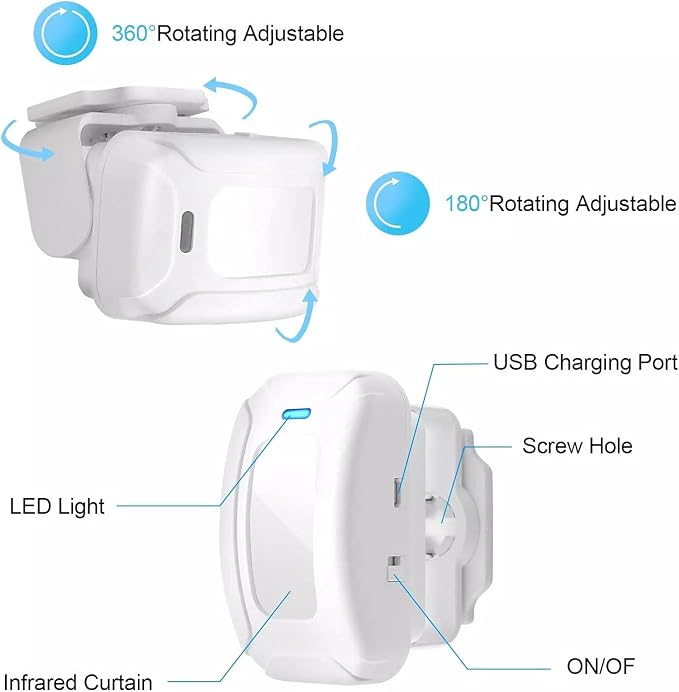 HENDUN Add -on Motion Sensor, Extra Transmitter for Receiver, Wireless Door Chime PIR Detector, Sensor Alarm, Shop Visitor Chime for Shopkeeper