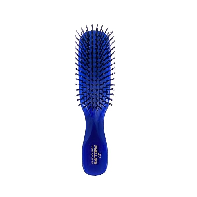 Phillips Brush Light Touch 6 Detangling Hair Brush, Petite Sapphire Blue | Flexible Nylon Bristles, Gentle Detangling & Smoothing for All Hair Types, 6.25 Inch Travel Hairbrush