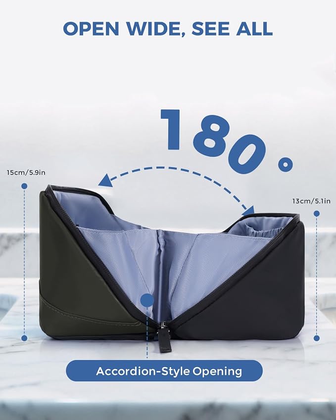 WANDF PU Leather Toiletry Bag for Men, Dopp Kit with Hanging Pouch