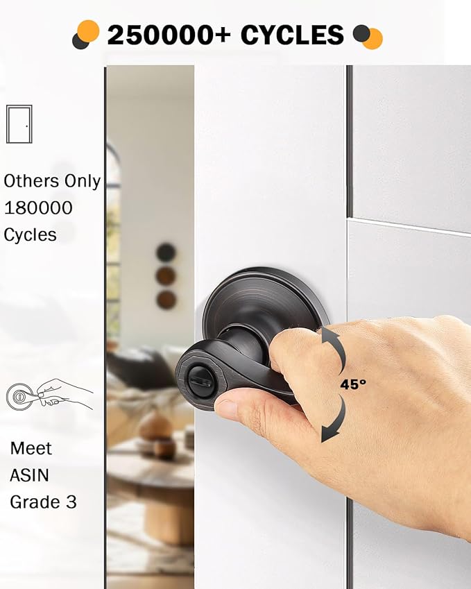 Gobrico 6 Pack Oil Rubbed Bronze Privacy Door Levers for Bathroom Bedroom, Keyless Door Locksets Knobs, Interior Door Handles with Lock, Drop Lever Style