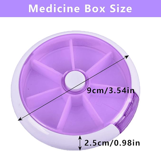Pill Cases Weekly INVODA Pill Organizer 7 Day 3 Times Medicine Pill Dispenser Push Button Rotate Pill Planner with 7 Compartments