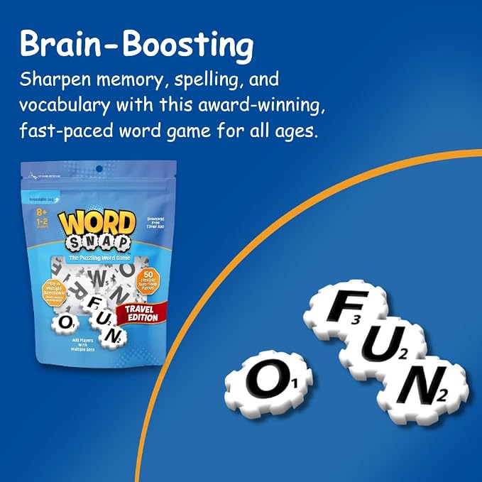 Word Strategy Game Travel Edition, Word Puzzle for Adults, Family, and Kids, Fun Game for Ages 8+, Travel Size, 1-2 Players