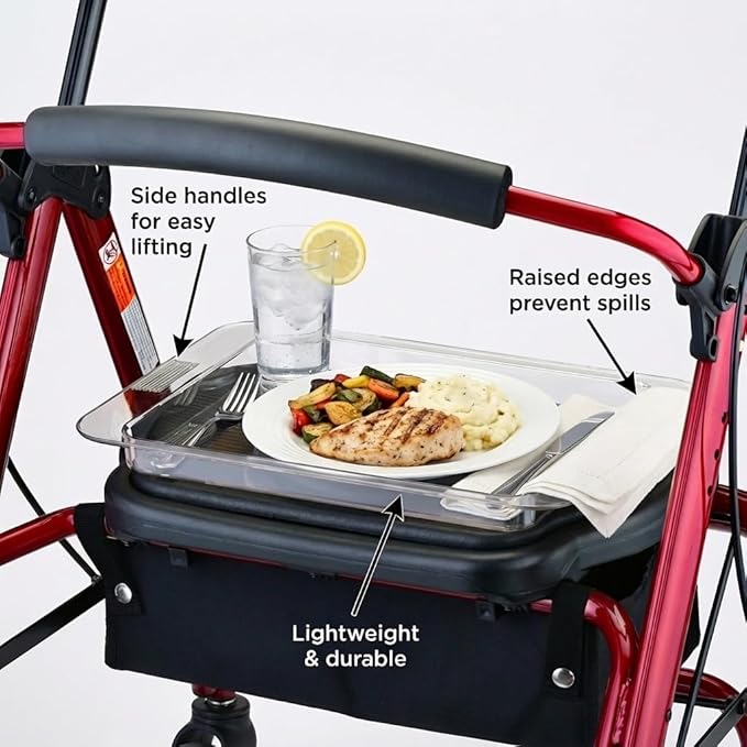 NOVA Rollator & Walker Tray Table with Side Carry Handles - Lightweight Accessory Tray for Mighty Mack, Star DX Rollators and Cruiser, Mack Walkers