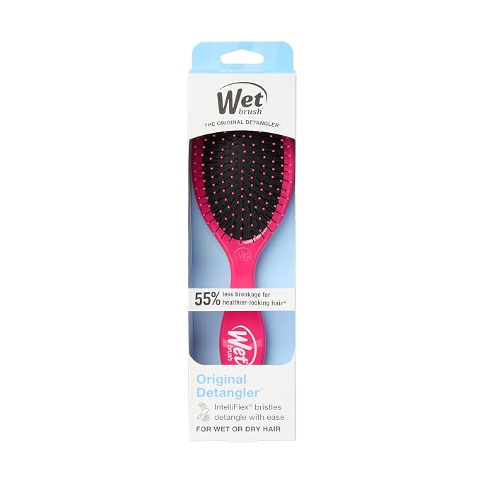 Wet Brush Detangling Brush, Original Detangler Brush (Pink) - Wet & Dry Tangle-Free Hair Brush for Women & Men - No Tangle Soft & Flexible Bristles for Straight, Curly, & Thick Hair