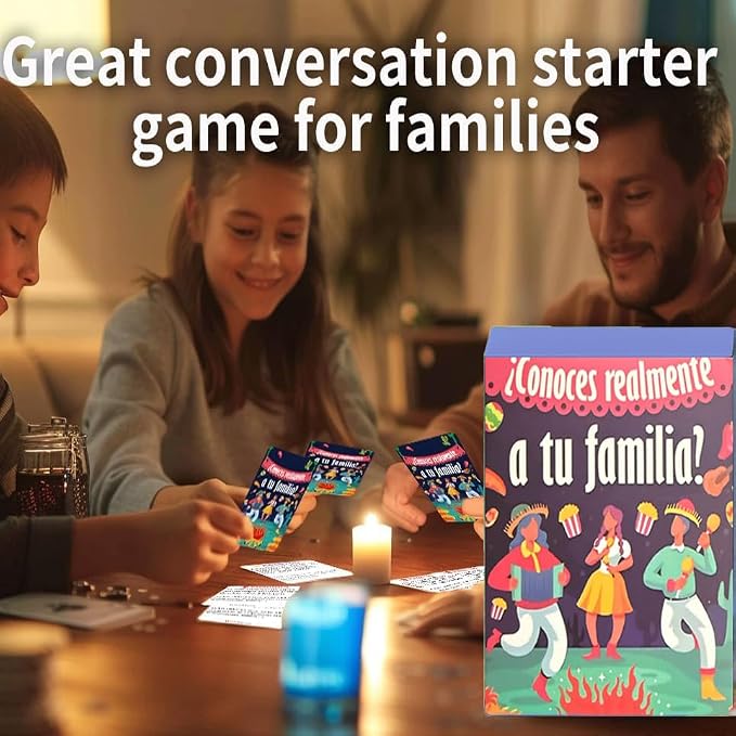 Spanish-English Family Games for Parties | Bilingual Conversation Cards | Fun Board Games for Parties and Evening Entertainment
