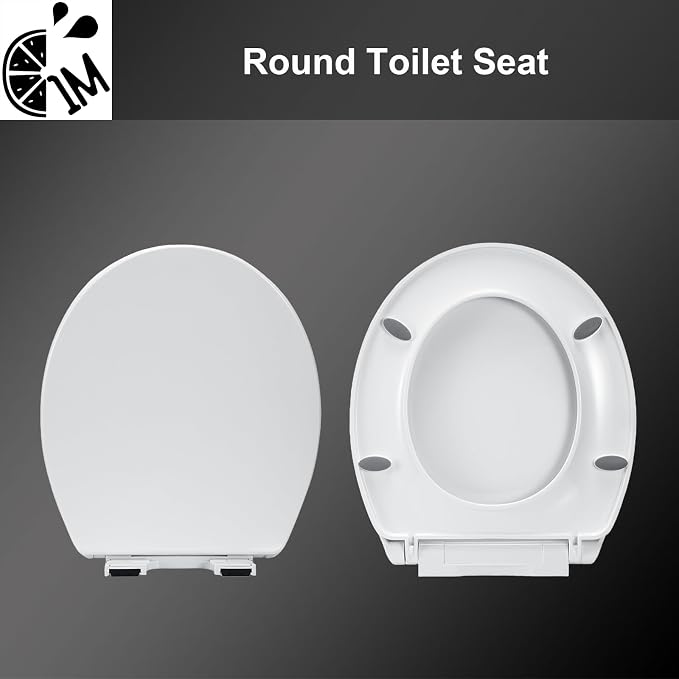 1M Family Toilet Seat, Patented Slow Close & Quick Releasing Technology, Anti-Wiggling, Easy to Install and Clean, Standard Round with Adult Seat Only (1 Piece)