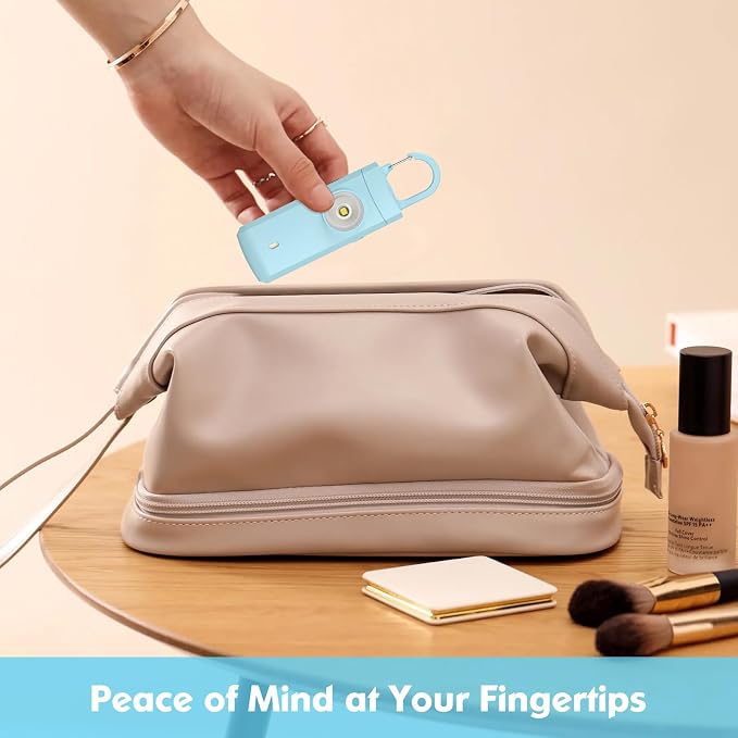 Rechargeable Personal Alarm for Women, Keychain Siren Alarm with USB Charging, Back to School College Essentials for Daughter, College Students, Teen Girls, Elders, Kids, Travel Essentials, Aqua
