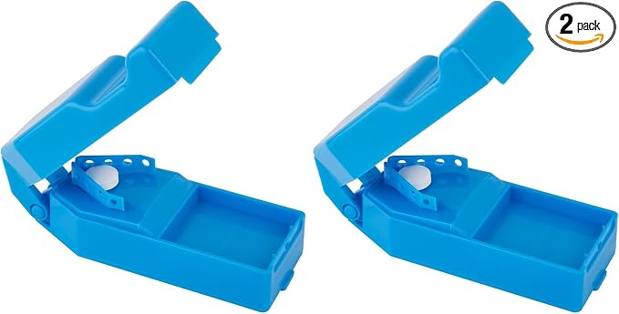 Ezy Dose Pill Cutter and Splitter with Storage, Cuts Pills, Vitamins, Tablets, Stainless Steel Blade, Travel Sized, Colors May Vary (Pack of 2)