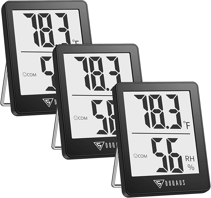 DOQAUS 3 Pack Digital Hygrometer Indoor Thermometer Humidity Monitor Black | Humidity Meter Mini Hygrometer with Accurate Temperature and Humidity Monitor for House, Baby Room, Greenhouse, Incubator