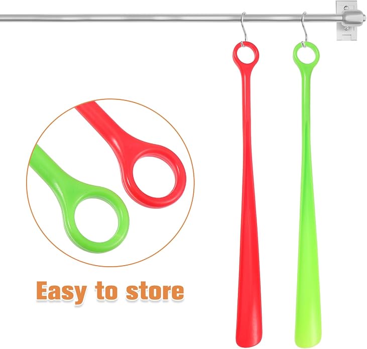 CALLARON 47cm Long Handle Shoehorns Set of 4 Plastic Shoehorn Universal Shoehorns Hanging Shoehorn Travel Portable Shoehorn for Boots Shoes(Random Color)