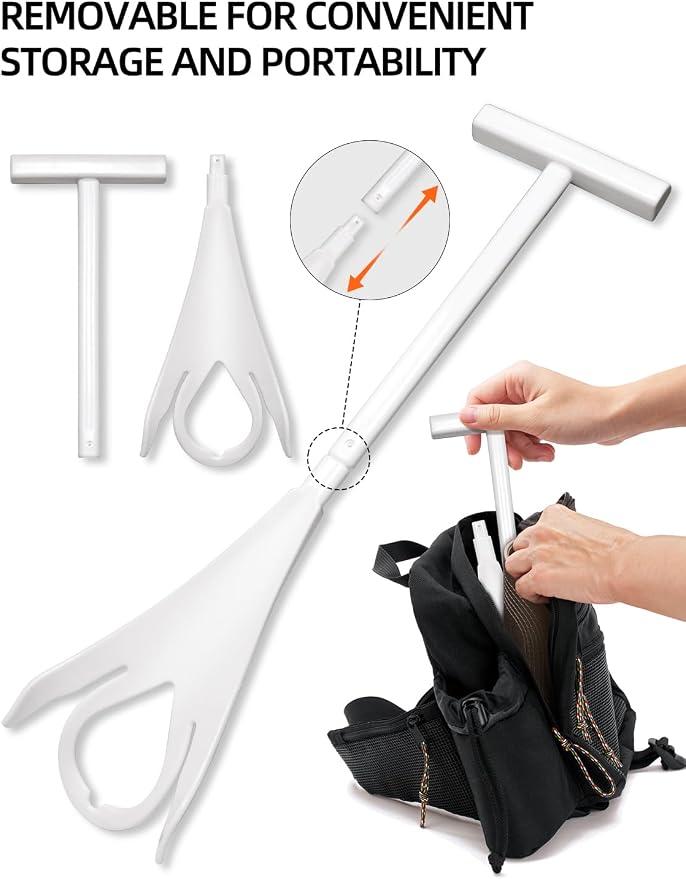 Sock Aid Device for Seniors and Shoe Horn Kit - Sock Helper Easy On and Off, Sock Assistant Device No Bending, Adjustable Extended Long Shoe Horn Back Scratcher for Senior