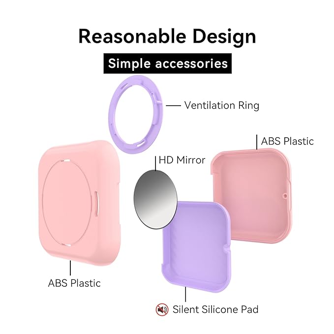 HEMILAB® Retainer Case, Slim Aligner Case with Vent Holes, Compatible with Invisalign, Mouth Guard Case with Mirror, Cute Orthodontic Retainer Case with Retainer Removal Tool and Brush, Pink