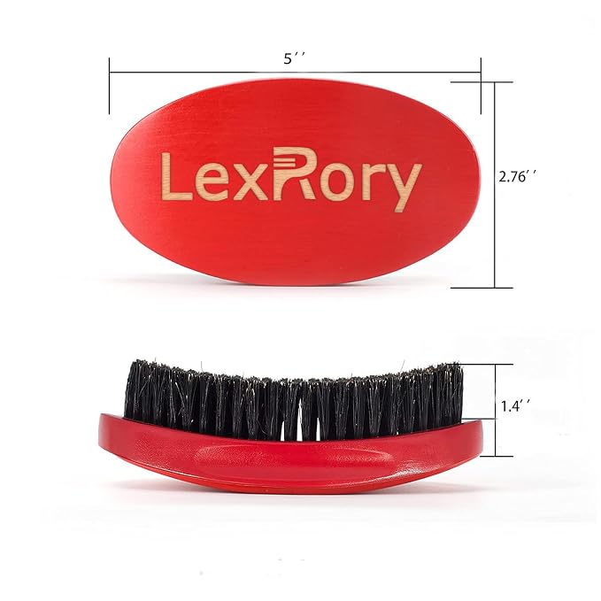 360 Curved Wave Brush - Medium Hard Palm Brush with Beech Wood and Boar Bristles for Men's Hair Styling and Beard Grooming (Red) | Beech Mix Nature Boar Bristle Hair Brush for Men's Styling and Beard Grooming (Red)