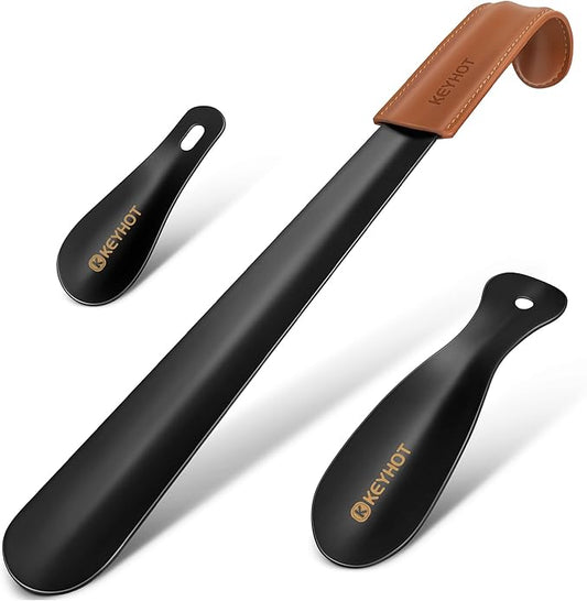 Shoe Horn Long Handle for Seniors Men Women,Long Metal Shoehorn for Boots,16.5" Stainless Steel Shoe Spoon Helper