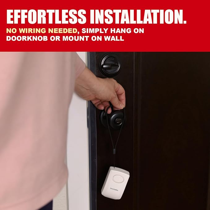 Securityman Door Handle Alarm with 130dB Vibration Triggered Portable Door Alarms When Opened - Perfect for Kids, Toddler, Elderly, Hotel, Travel, Bedroom (2 Pack Door Security)