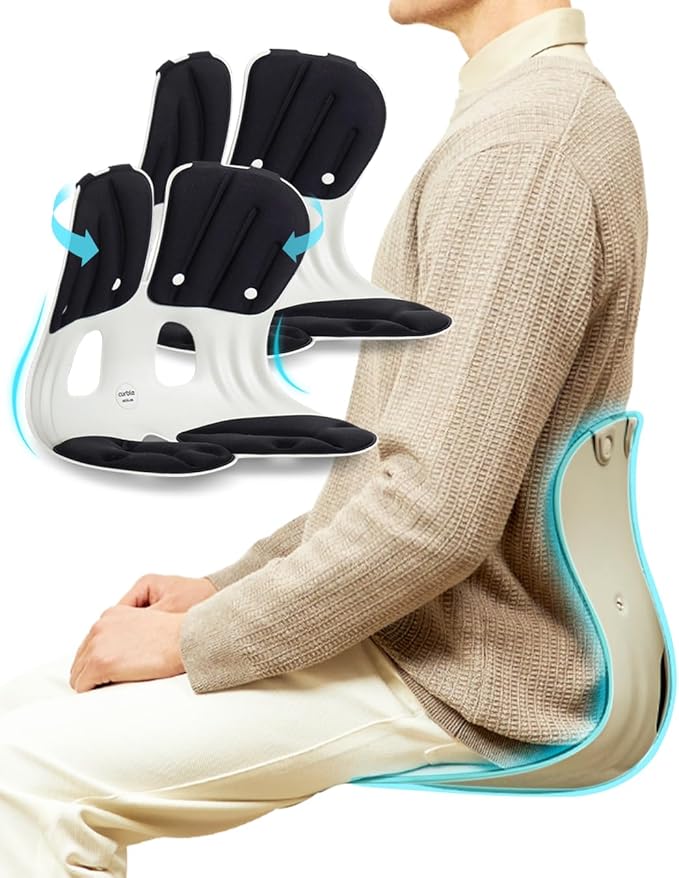 curble Grand 2 Pack– Extra Wide Ergonomic Seat Support, Sit Straighter Without Effort, Passive Posture Trainer for Office, Home & Car (Black)