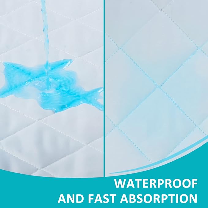 KANECH 34"x36" Washable Waterproof Bed Pads (4 Pack) – Reusable Incontinence Bed Pads Hold 6 Cups, Non-Slip & Silent Mattress Protector for Adults, Kids, Elderly and Dogs