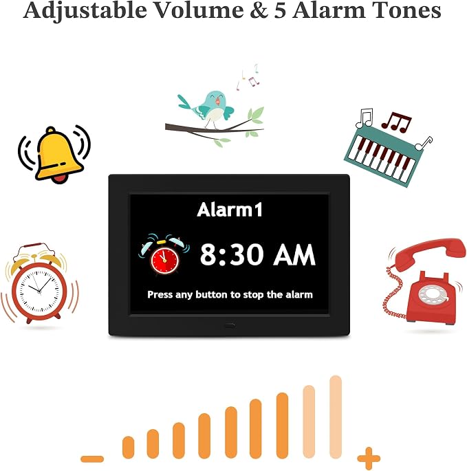 10.1'' Dementia Clock with Date and Time for Elderly, Clocks for Seniors | Easy to Read Extra Large Display, 1280*800P HD, Auto DST, 10 Reminders&6 Alarms, Remote Control, Gifts for Alzheimer Elderly