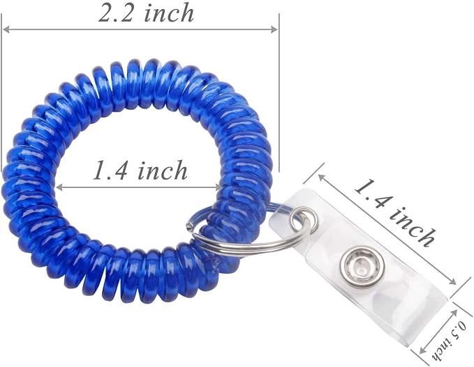 BIHRTC Pack of 6 pcs Colorful Rainbow Gradual Change Colors Flexible Spiral | Coil Wristband for Work and Play Premium Elastic Bungee Badge Holder and Key Chain Ring by Specialist ID